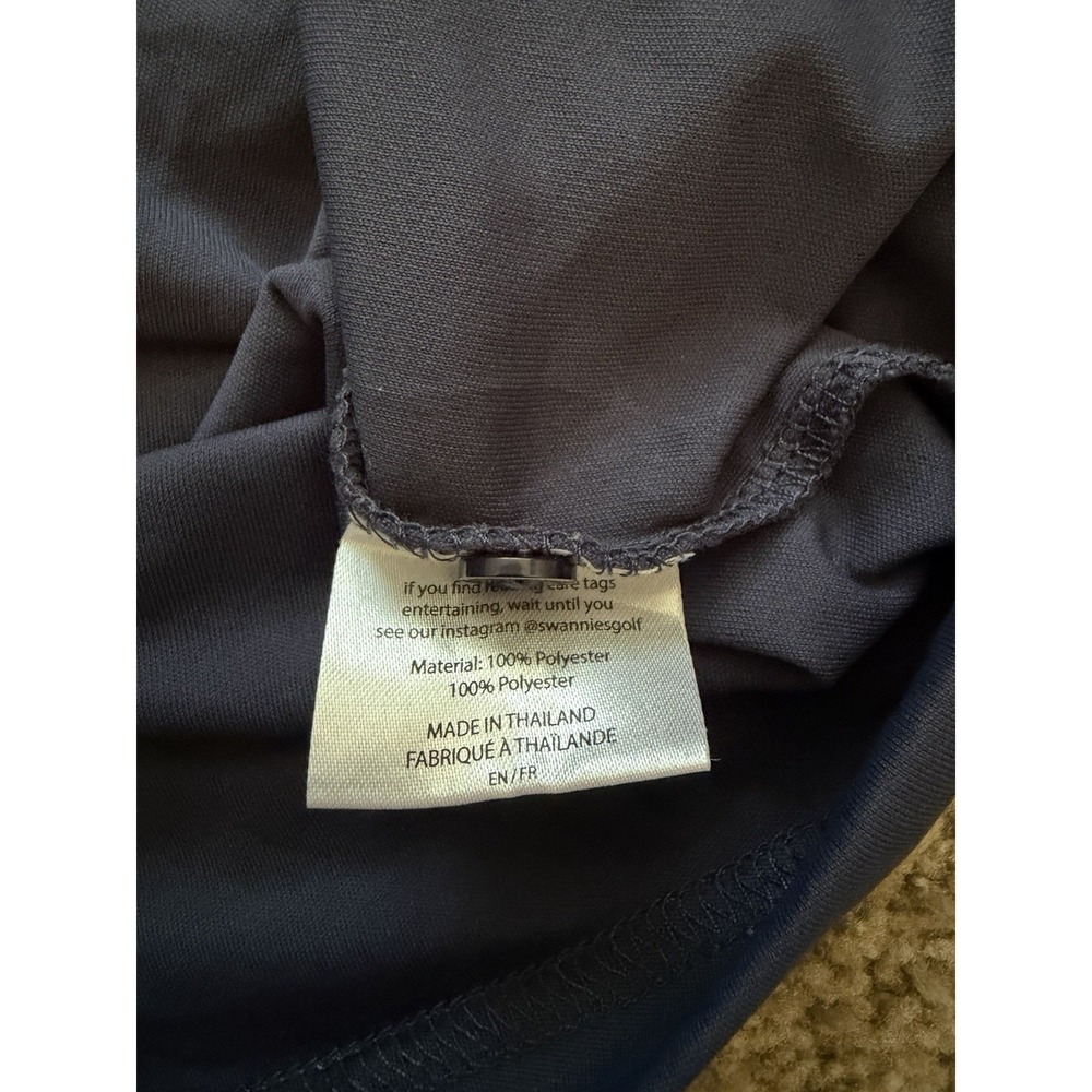 Swannies Mens Polo Shirt Navy Blue Embrossed Golf Performance Size XL - Picture 4 of 6
